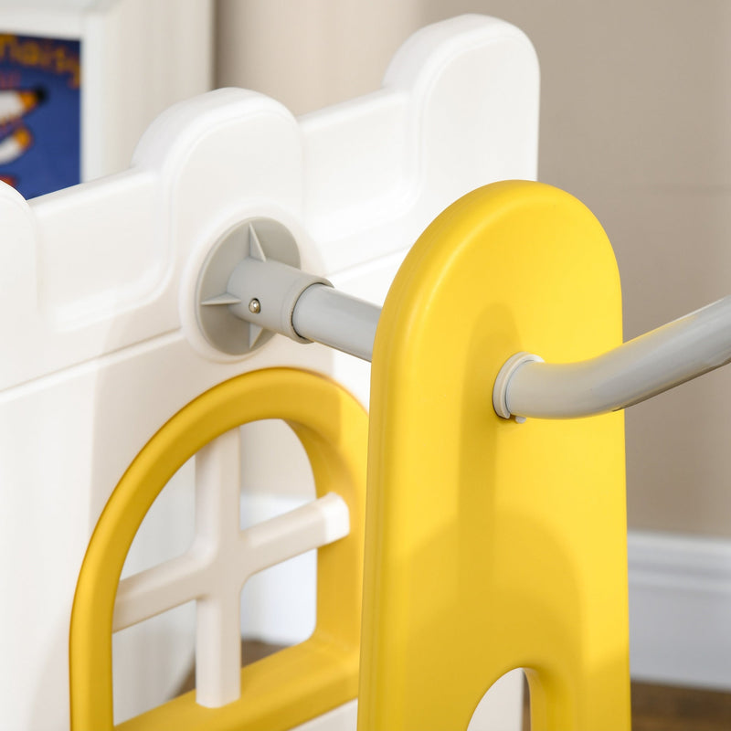 Close-up of the swing bar joint on the play tower