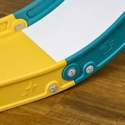 Close-up of the slide panel joint and screws
