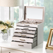 Close-up of the velvet lining inside a drawer tier