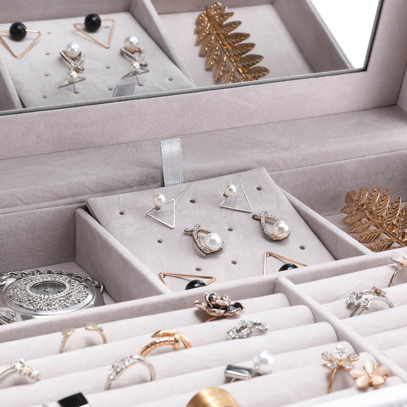 Jewellery box styled on a dressing table with accessories