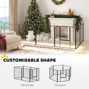Dog playpen in a living room with rectangle, hexagon and L-shape layout options