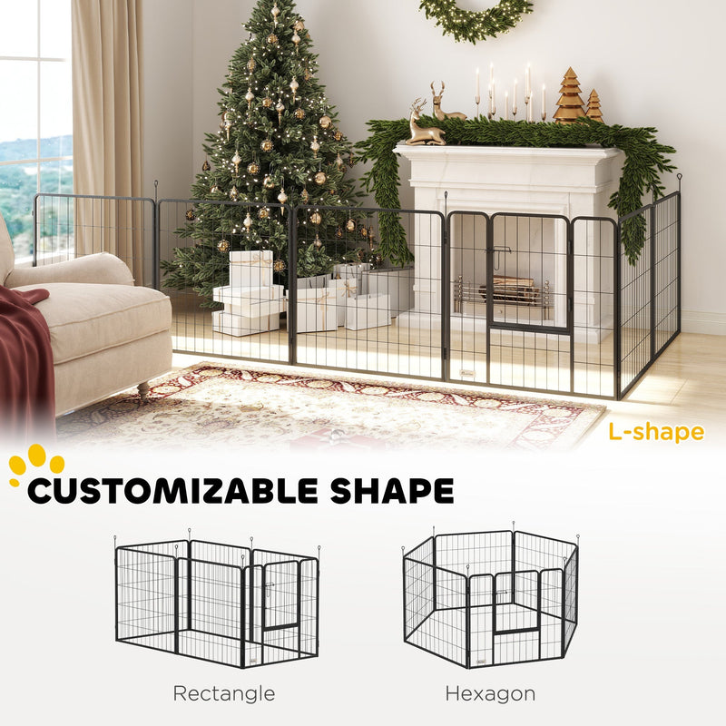 Dog playpen in a living room with rectangle, hexagon and L-shape layout options