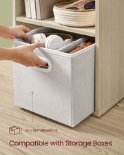VASAGLE 6-tier bookcase shelf holding a fabric storage box up to 40 cm tall
