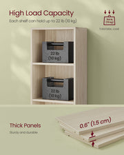 VASAGLE 6-tier bookcase shelf holding a 10 kg weight, showing high load capacity and thick 1.5 cm panels