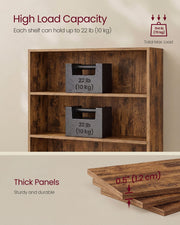 Diagram showing each shelf holds up to 10 kg, a 70 kg total load capacity, and 1.2 cm thick panels