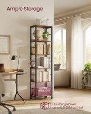 Vasagle 6 tier bookcase styled in a home office with books