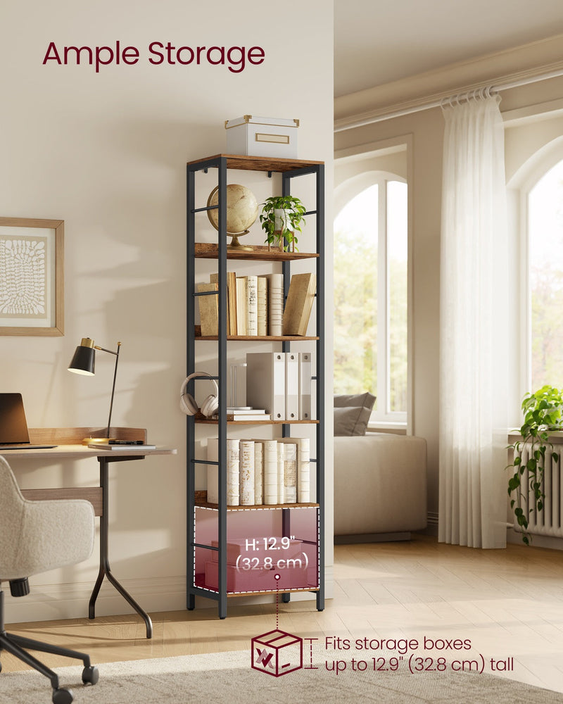 Vasagle 6 tier bookcase styled in a home office with books