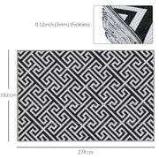 Large Reversible Outdoor Rug for Camping Garden or Picnic Lightweight Plastic Mat Black White  182L x 274W