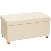 Velvet storage ottoman - Cream
