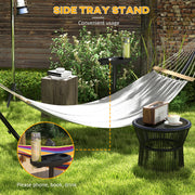 Black Steel Hammock Stand With Side Tray For Rope And Brazilian Style Hammocks