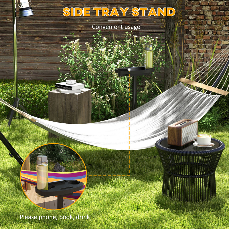 Black Steel Hammock Stand With Side Tray For Rope And Brazilian Style Hammocks