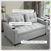 Light Grey Two Seater Pull Out Sofa Bed Compact and Stylish by HOMCOM