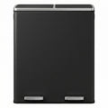 Front view of the black 60L dual compartment pedal bin with two foot pedals