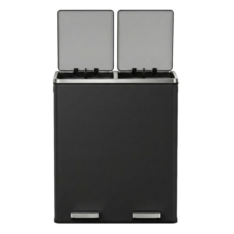Bin with both lids open showing the two separate compartments