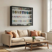 Wall Display Cabinet with Adjustable Shelves and Sliding Glass Doors for Ornaments Black AOSOM