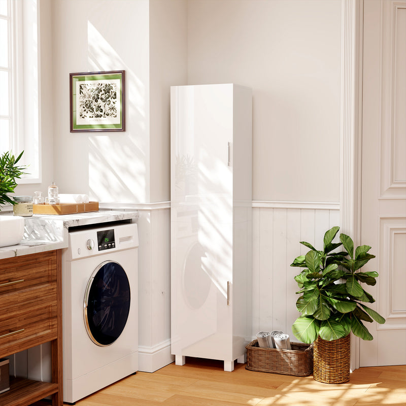 Tall Freestanding Bathroom Cabinet with Adjustable Shelves and Double Doors by HOMCOM