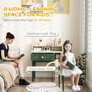 Kids Desk and Chair Set with Storage Shelves and Drawer Green by AIYAPLAY