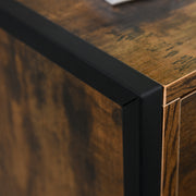 Set of 2 Industrial 3 Drawer Storage Chests With Metal Frame For Bedroom Or Lounge Rustic Brown