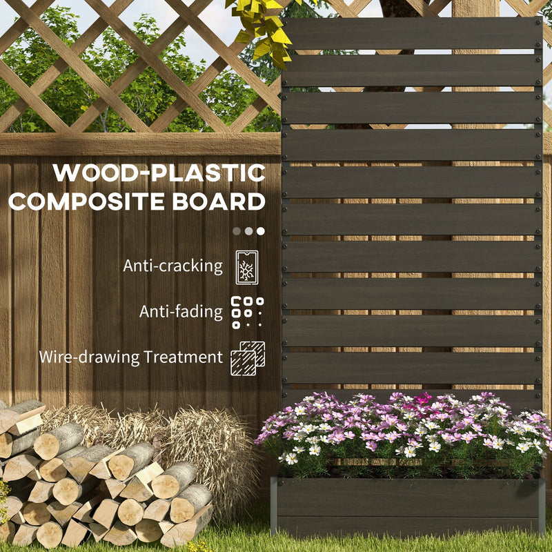 Black Raised Garden Planter with Trellis and Drainage Gap for Climbing Plants by Outsunny