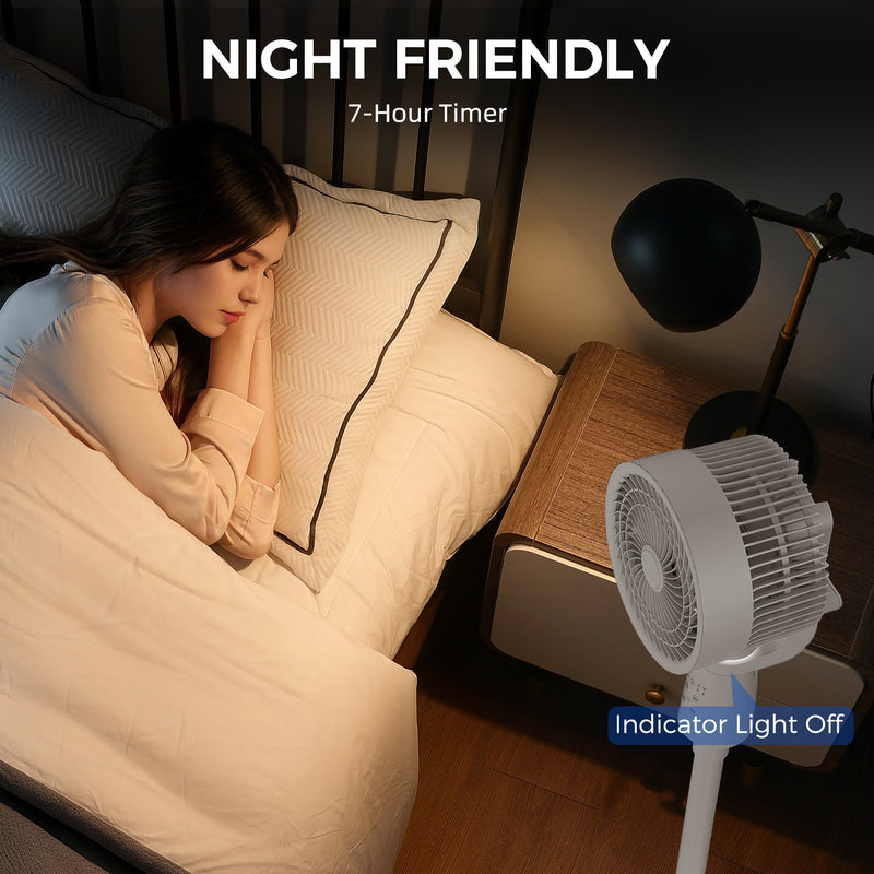 White Pedestal Air Circulation Fan with Oscillating Function and Adjustable Height by HOMCOM