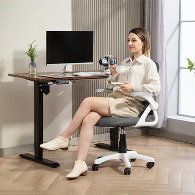 Ergonomic Mesh Office Chair With Lumbar Support And Flip Up Arms For Home Or Office Grey