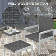 Grey 5 Piece Rattan Garden Furniture Set with Cushions and Coffee Table by Outsunny