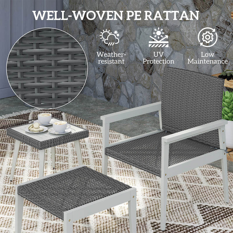 Grey 5 Piece Rattan Garden Furniture Set with Cushions and Coffee Table by Outsunny