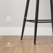 Set of 2 Velvet Bar Stools with Backrest for Kitchen Island or Breakfast Bar Grey