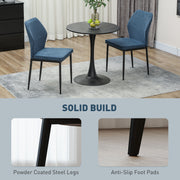 Blue Velvet Dining Chairs Set of 2 with Curved Back and Metal Legs for Dining Room