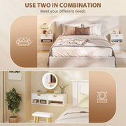 Floating Bedside Tables Set of 2 with Drawer and Shelf for Tidy Bedroom Storage White AOSOM