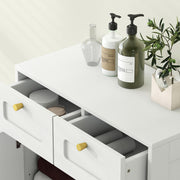 Bathroom Floor Cabinet with 2 Storage Drawers Ideal for Towels and Toiletries White