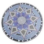 Small Round Mosaic Garden Side Table with 60cm Ceramic Top for Patio or Balcony