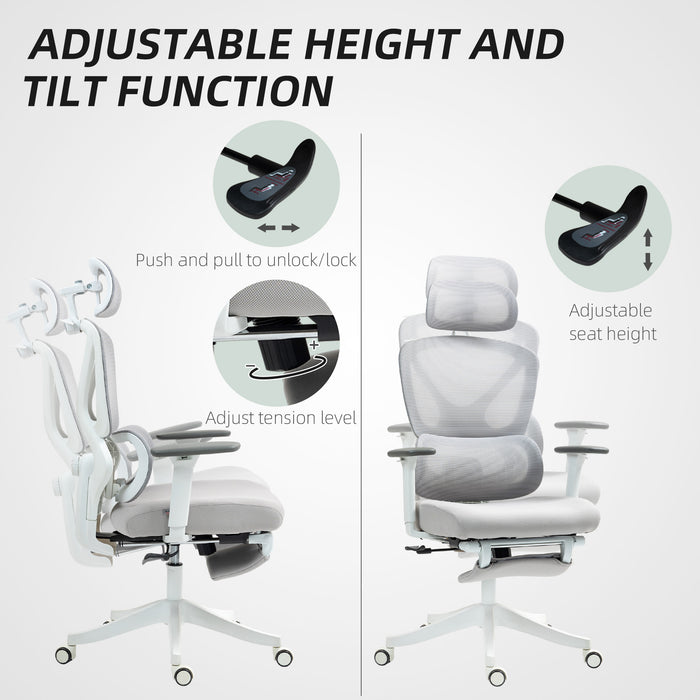 Grey Ergonomic Adjustable Swivel Office Chair with Padded Seat and Lumbar Support by HOMCOM