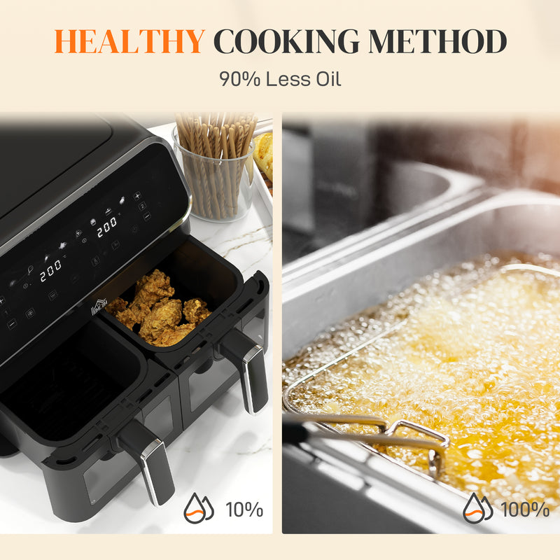 8L Dual Basket Air Fryer with Sync Cook Function for Faster Meals Black Silver