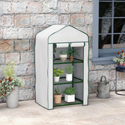 White Three Tier Compact Mini Greenhouse for Plants and Seedlings by Outsunny