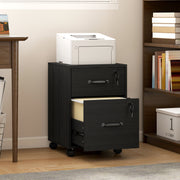 Mobile Filing Cabinet with Lockable Drawers and Hanging File Storage for Home Office Black AOSOM