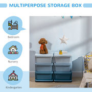 Kids Storage Unit With 6 Pull Out Drawers Ideal For Toys Books And Clothes, Blue
