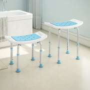 Height Adjustable Aluminium Shower Stool With Padded Seat and Drainage Holes, Turquoise