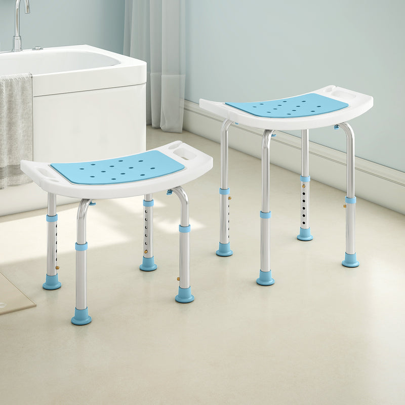 Height Adjustable Aluminium Shower Stool With Padded Seat and Drainage Holes, Turquoise