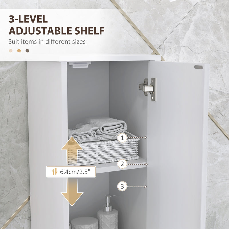 Tall White Freestanding Bathroom Storage Cabinet With Doors and Adjustable Shelves by HOMCOM