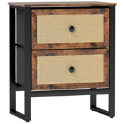 Brown Industrial Bedside Table With 2 Drawers by HOMCOM