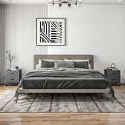 Set of 2 Grey Bedside Tables with 2 Drawers and Steel Legs for Bedroom or Living Room by HOMCOM