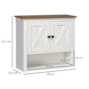 White Wall Mounted Farmhouse Bathroom Storage Cabinet by kleankin