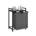 65L laundry basket with steel frame and shelf, front view