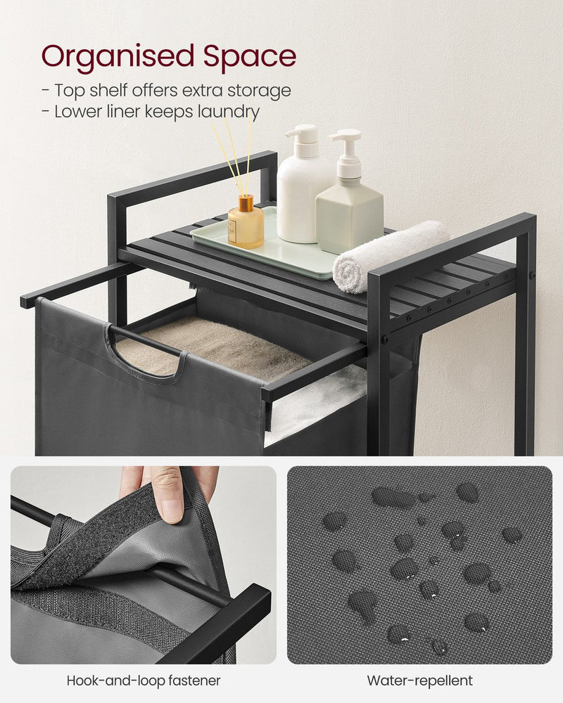 Steel tube frame and MDF top of the laundry basket