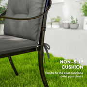 Set of 4 Light Grey Padded Garden Seat Cushions for Outdoor Chairs by Outsunny