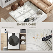 Machine Washable Swirl Pattern Area Rug for Living Room and Bedroom 170 x 120 cm, Cream White