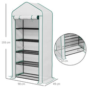 5 Tier Mini Greenhouse With Roll Up Door For Indoor Or Outdoor Use, White