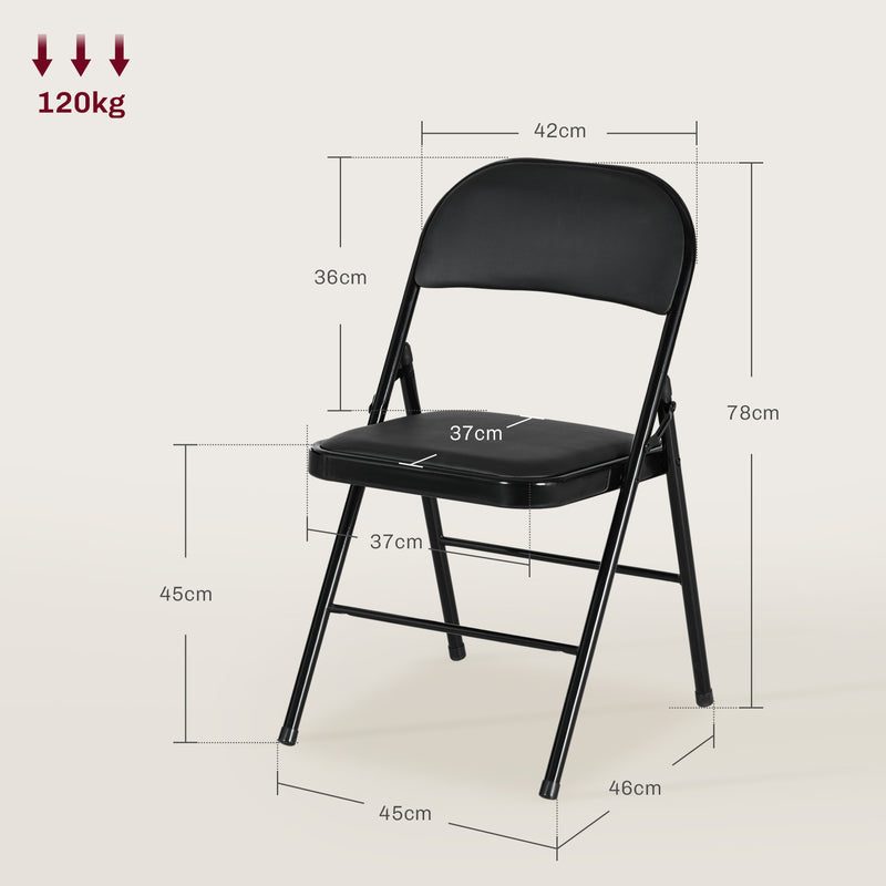 Set of 2 Folding Chairs with Cushioned Seats Ideal for Home or Events, Black