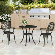 Three Piece Black Aluminium Garden Bistro Set Weather Resistant by Outsunny